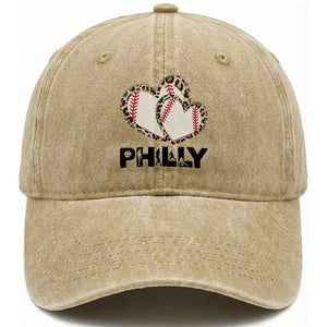 Funny Vintage Philly Baseball Washed Cotton Baseball Cap Sport Humor Gift TS12 Washed Cap Universal Fit Khaki Print Your Wear