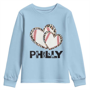 Funny Vintage Philly Baseball Youth Sweatshirt Sport Humor Gift TS12 Light Blue Print Your Wear