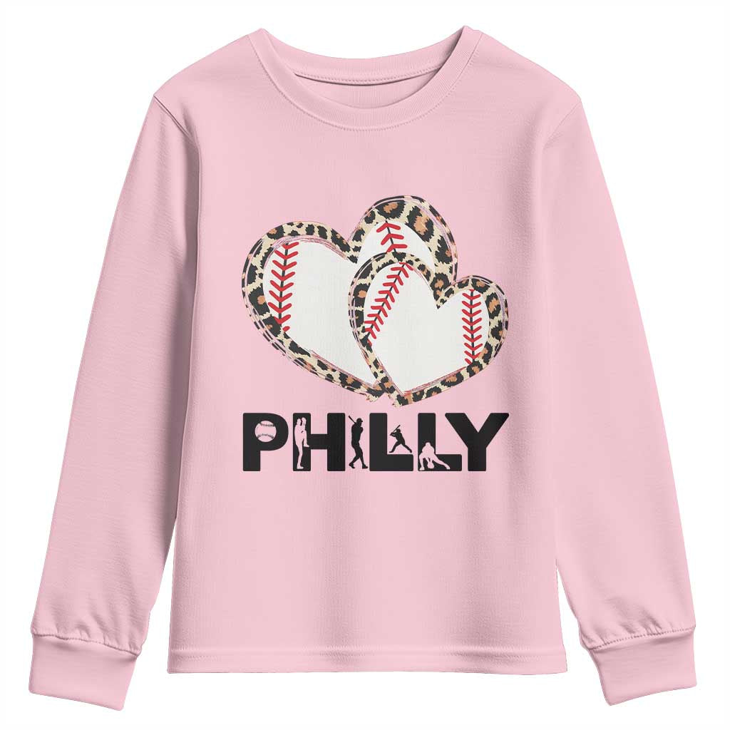 Funny Vintage Philly Baseball Youth Sweatshirt Sport Humor Gift TS12 Light Pink Print Your Wear