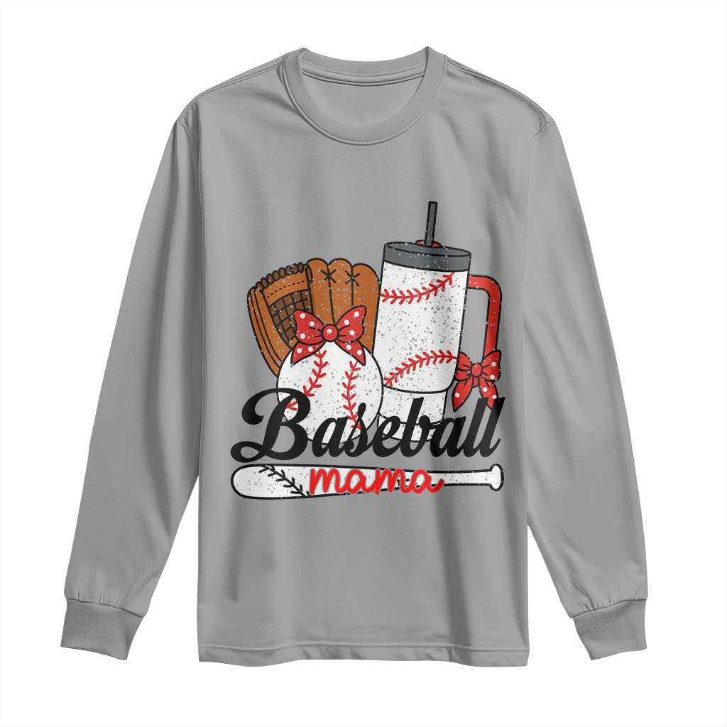 Baseball Mama Long Sleeve Shirt Funny Sports Mom Life Lover TS12 Sport Gray Print Your Wear
