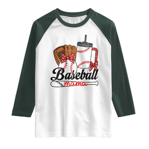 Baseball Mama Raglan Shirt Funny Sports Mom Life Lover TS12 White Dark Forest Green Print Your Wear
