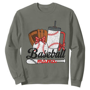 Baseball Mama Sweatshirt Funny Sports Mom Life Lover TS12 Military Green Print Your Wear