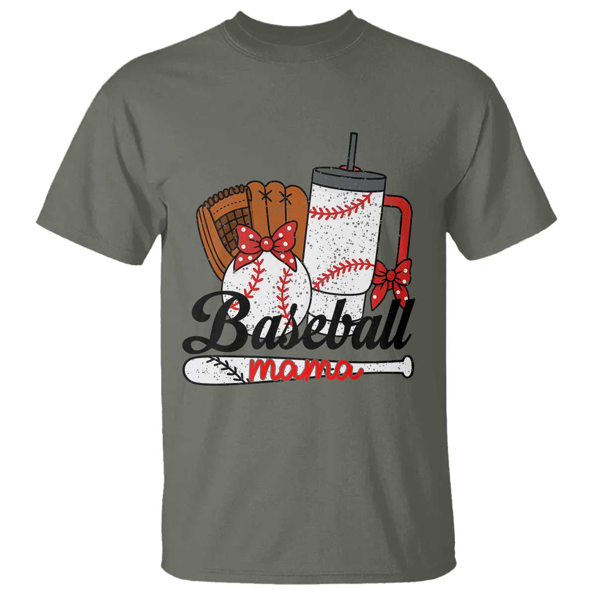 Baseball Mama T Shirt Funny Sports Mom Life Lover TS12 Military Green Print Your Wear