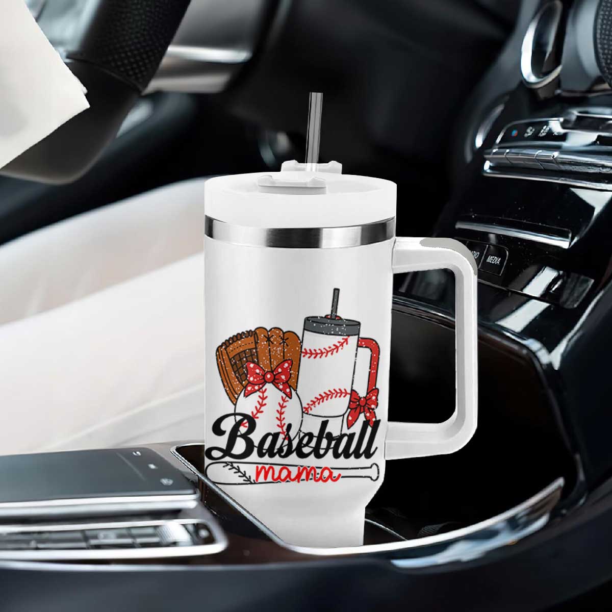 Baseball Mama Tumbler With Handle Funny Sports Mom Life Lover TS12 Print Your Wear