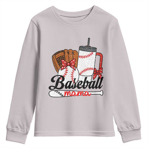 Baseball Mama Youth Sweatshirt Funny Sports Mom Life Lover TS12 Ice Gray Print Your Wear