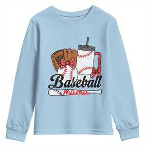 Baseball Mama Youth Sweatshirt Funny Sports Mom Life Lover TS12 Light Blue Print Your Wear