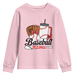Baseball Mama Youth Sweatshirt Funny Sports Mom Life Lover TS12 Light Pink Print Your Wear