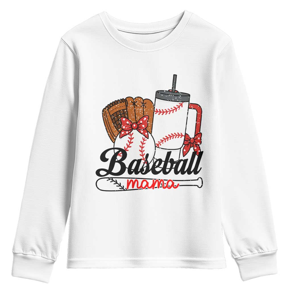 Baseball Mama Youth Sweatshirt Funny Sports Mom Life Lover TS12 White Print Your Wear