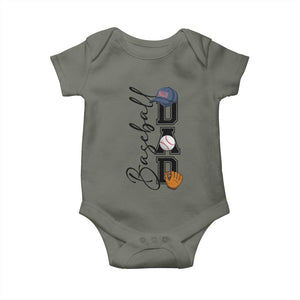 Baseball Dad Baby Onesie Funny Sports Papa Life Lover TS12 Military Green Print Your Wear