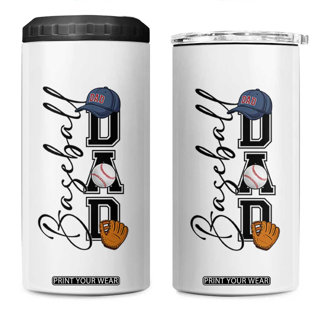 Baseball Dad 4 in 1 Can Cooler Tumbler Funny Sports Papa Life Lover TS12 One Size: 16 oz White Print Your Wear
