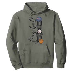 Baseball Dad Hoodie Funny Sports Papa Life Lover TS12 Military Green Print Your Wear