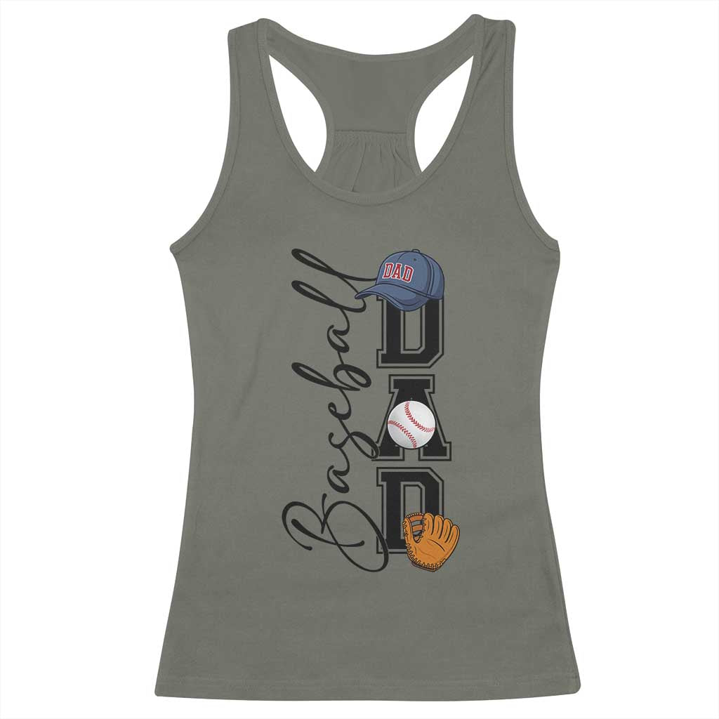 Baseball Dad Racerback Tank Top Funny Sports Papa Life Lover TS12 Military Green Print Your Wear