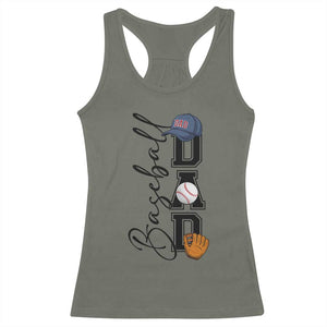 Baseball Dad Racerback Tank Top Funny Sports Papa Life Lover TS12 Military Green Print Your Wear