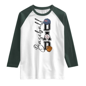 Baseball Dad Raglan Shirt Funny Sports Papa Life Lover TS12 White Dark Forest Green Print Your Wear