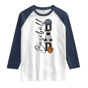 Baseball Dad Raglan Shirt Funny Sports Papa Life Lover TS12 White Navy Print Your Wear