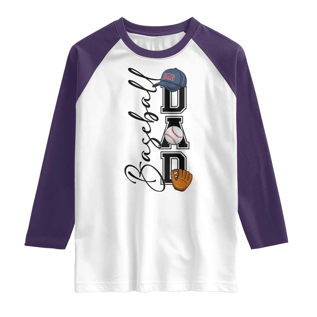 Baseball Dad Raglan Shirt Funny Sports Papa Life Lover TS12 White Purple Print Your Wear