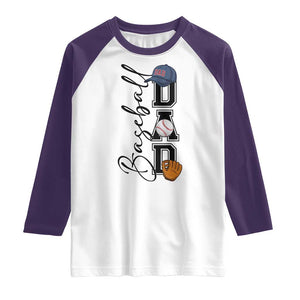 Baseball Dad Raglan Shirt Funny Sports Papa Life Lover TS12 White Purple Print Your Wear