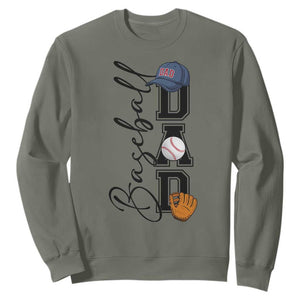 Baseball Dad Sweatshirt Funny Sports Papa Life Lover TS12 Military Green Print Your Wear