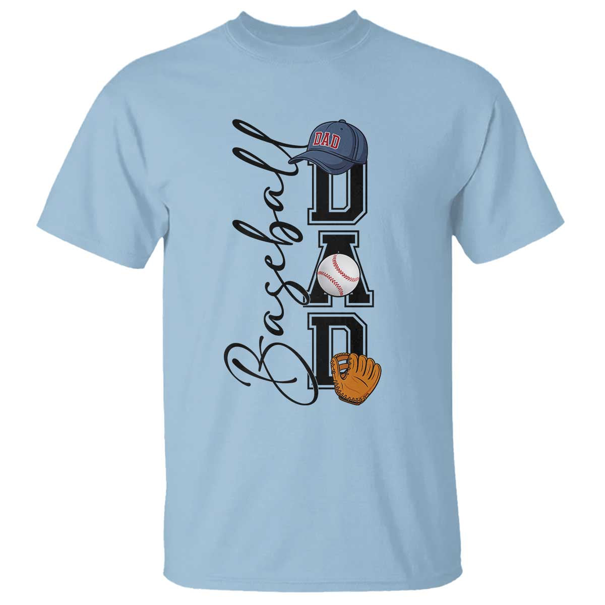 Baseball Dad T Shirt Funny Sports Papa Life Lover TS12 Light Blue Print Your Wear