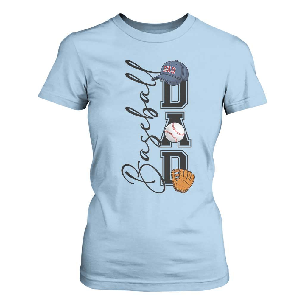 Baseball Dad T Shirt For Women Funny Sports Papa Life Lover TS12 Light Blue Print Your Wear