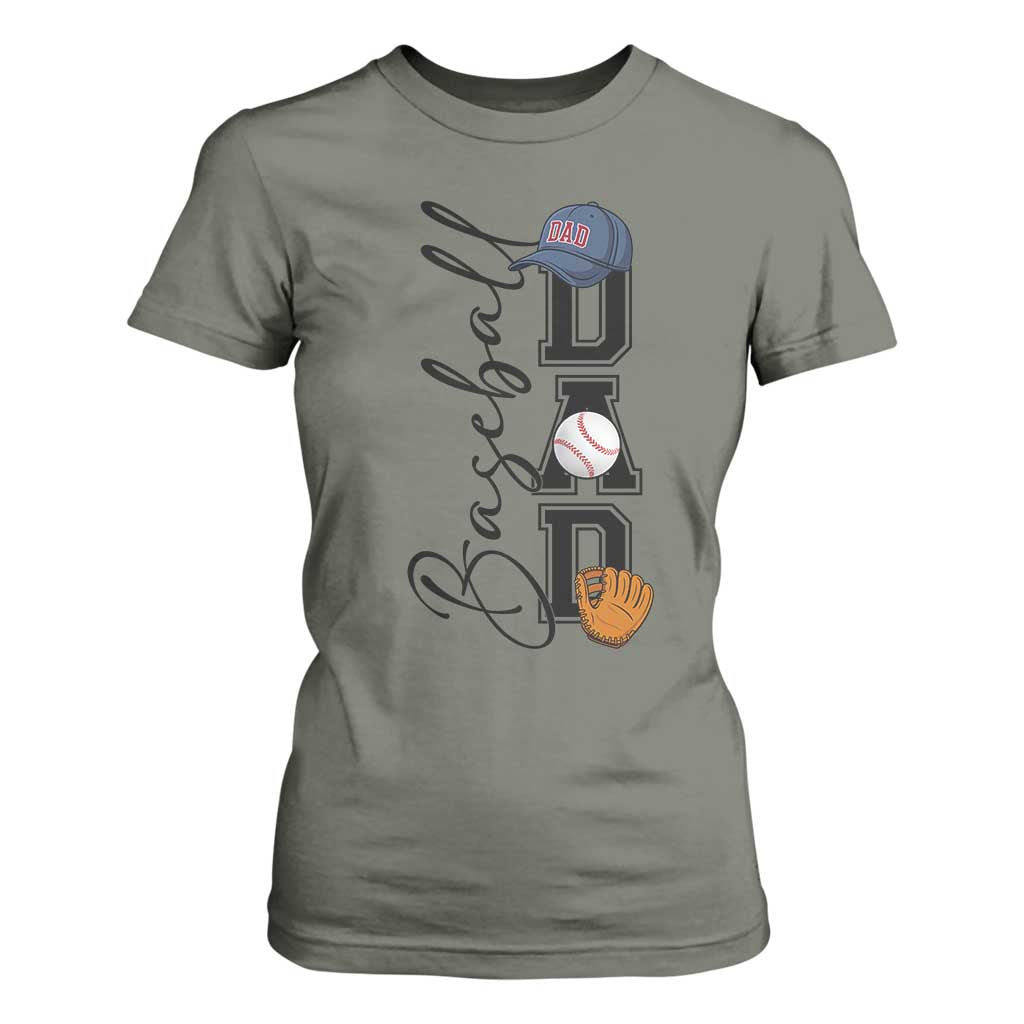 Baseball Dad T Shirt For Women Funny Sports Papa Life Lover TS12 Military Green Print Your Wear