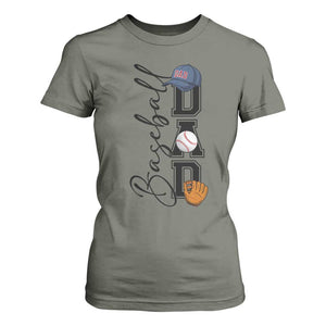 Baseball Dad T Shirt For Women Funny Sports Papa Life Lover TS12 Military Green Print Your Wear