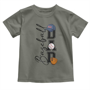 Baseball Dad Toddler T Shirt Funny Sports Papa Life Lover TS12 Military Green Print Your Wear