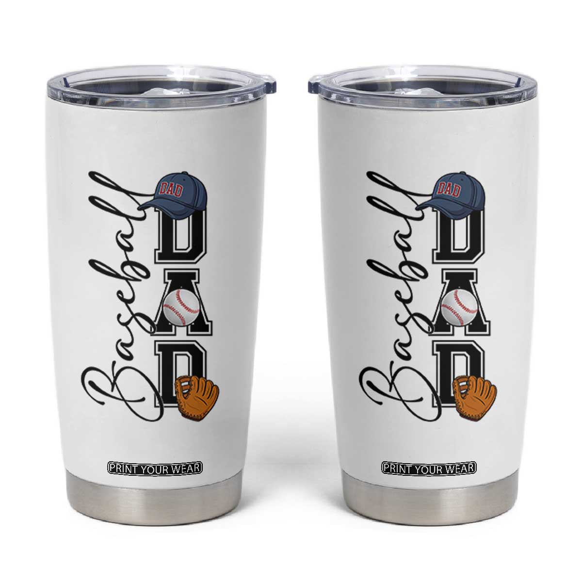 Baseball Dad Tumbler Cup Funny Sports Papa Life Lover TS12 White Print Your Wear
