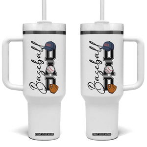 Baseball Dad Tumbler With Handle Funny Sports Papa Life Lover TS12 One Size: 40 oz White Print Your Wear