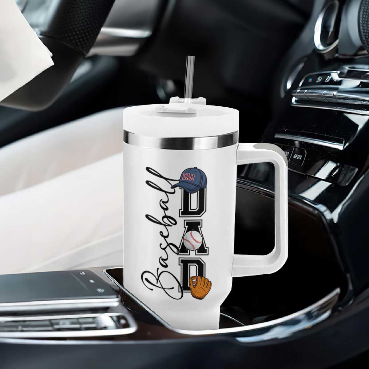 Baseball Dad Tumbler With Handle Funny Sports Papa Life Lover TS12 Print Your Wear