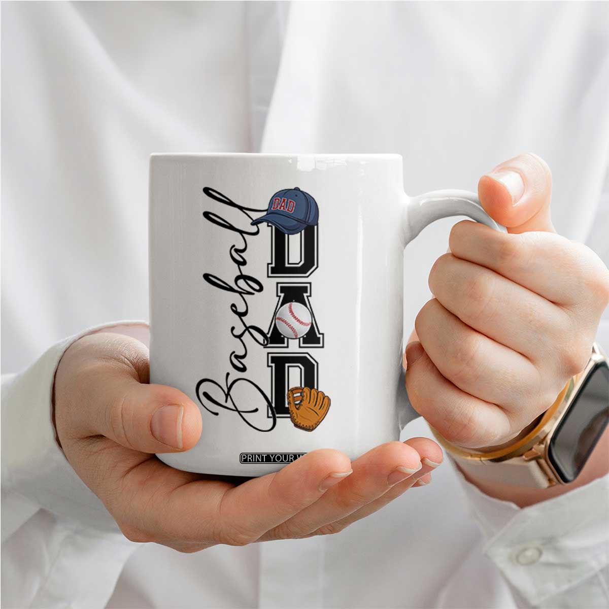 Baseball Dad Coffee Mug Funny Sports Papa Life Lover TS12 Print Your Wear