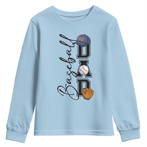 Baseball Dad Youth Sweatshirt Funny Sports Papa Life Lover TS12 Light Blue Print Your Wear