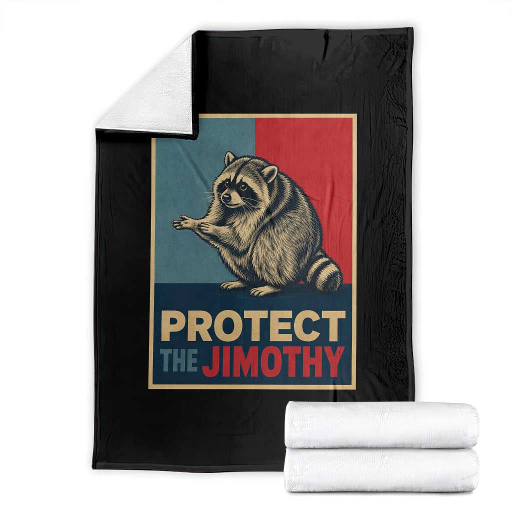 Protect The Jimothy Throw Blanket Funny Retro Trash Panda Animal Lover Meme TS12 Black Print Your Wear