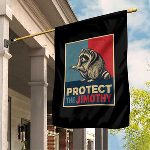 Protect The Jimothy Garden Flag Funny Retro Trash Panda Animal Lover Meme