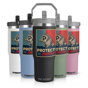 Protect The Jimothy Flip Straw Tumbler Funny Retro Trash Panda Animal Lover Meme