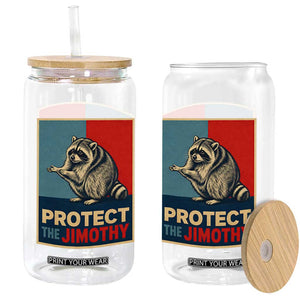 Protect The Jimothy Glass Can Funny Retro Trash Panda Animal Lover Meme