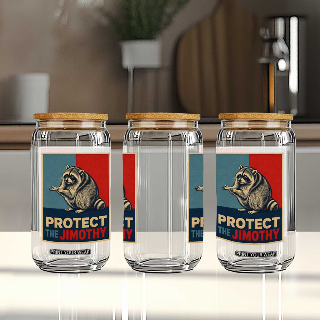 Protect The Jimothy Glass Can Funny Retro Trash Panda Animal Lover Meme