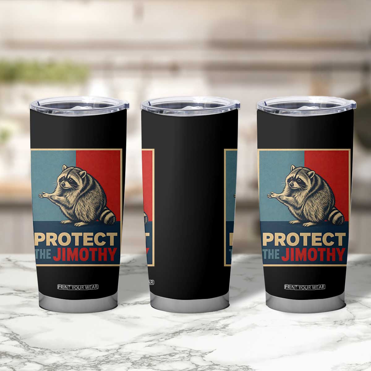 Protect The Jimothy Tumbler Cup Funny Retro Trash Panda Animal Lover Meme