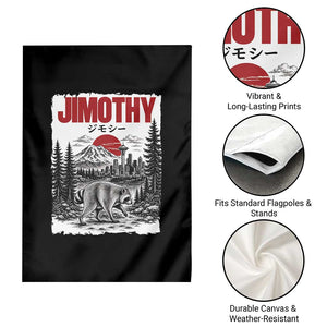Jimothy The Raccoon Garden Flag Seattle Skyline Mount Rainier Japanese Retro Vintage Art