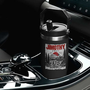 Jimothy The Raccoon Flip Straw Tumbler Seattle Skyline Mount Rainier Japanese Retro Vintage Art