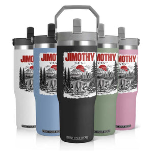 Jimothy The Raccoon Flip Straw Tumbler Seattle Skyline Mount Rainier Japanese Retro Vintage Art
