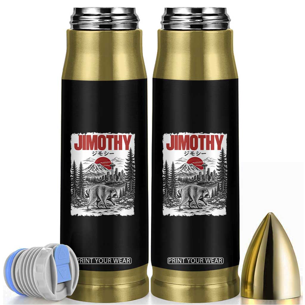 Jimothy The Raccoon Bullet Tumbler Seattle Skyline Mount Rainier Japanese Retro Vintage Art TS12 Black Print Your Wear