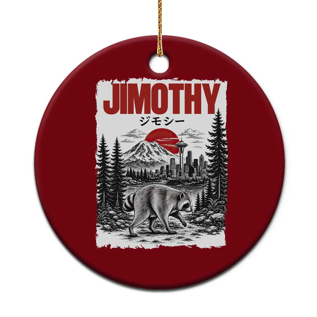 Jimothy The Raccoon Ceramic Ornament Seattle Skyline Mount Rainier Japanese Retro Vintage Art TS12 1pc Red Print Your Wear