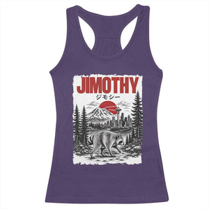 Jimothy The Raccoon Racerback Tank Top Seattle Skyline Mount Rainier Japanese Retro Vintage Art