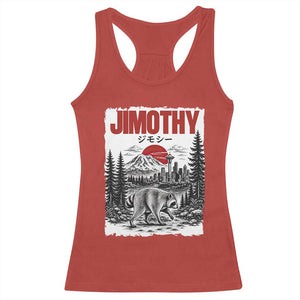 Jimothy The Raccoon Racerback Tank Top Seattle Skyline Mount Rainier Japanese Retro Vintage Art
