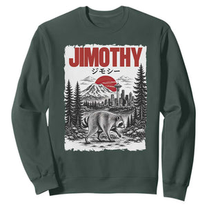 Jimothy The Raccoon Sweatshirt Seattle Skyline Mount Rainier Japanese Retro Vintage Art