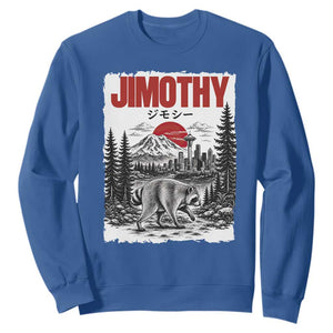 Jimothy The Raccoon Sweatshirt Seattle Skyline Mount Rainier Japanese Retro Vintage Art