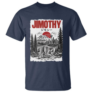 Jimothy The Raccoon T Shirt Seattle Skyline Mount Rainier Japanese Retro Vintage Art
