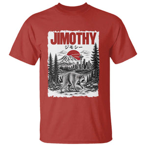 Jimothy The Raccoon T Shirt Seattle Skyline Mount Rainier Japanese Retro Vintage Art