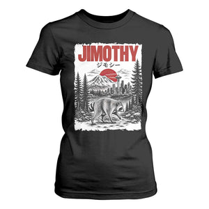 Jimothy The Raccoon T Shirt For Women Seattle Skyline Mount Rainier Japanese Retro Vintage Art